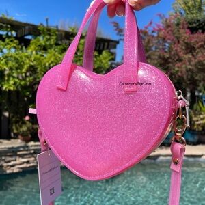 Glitter Jelly Heart Crossbody Bag Purse Hot Pink & Glitter FortunateBagFinds